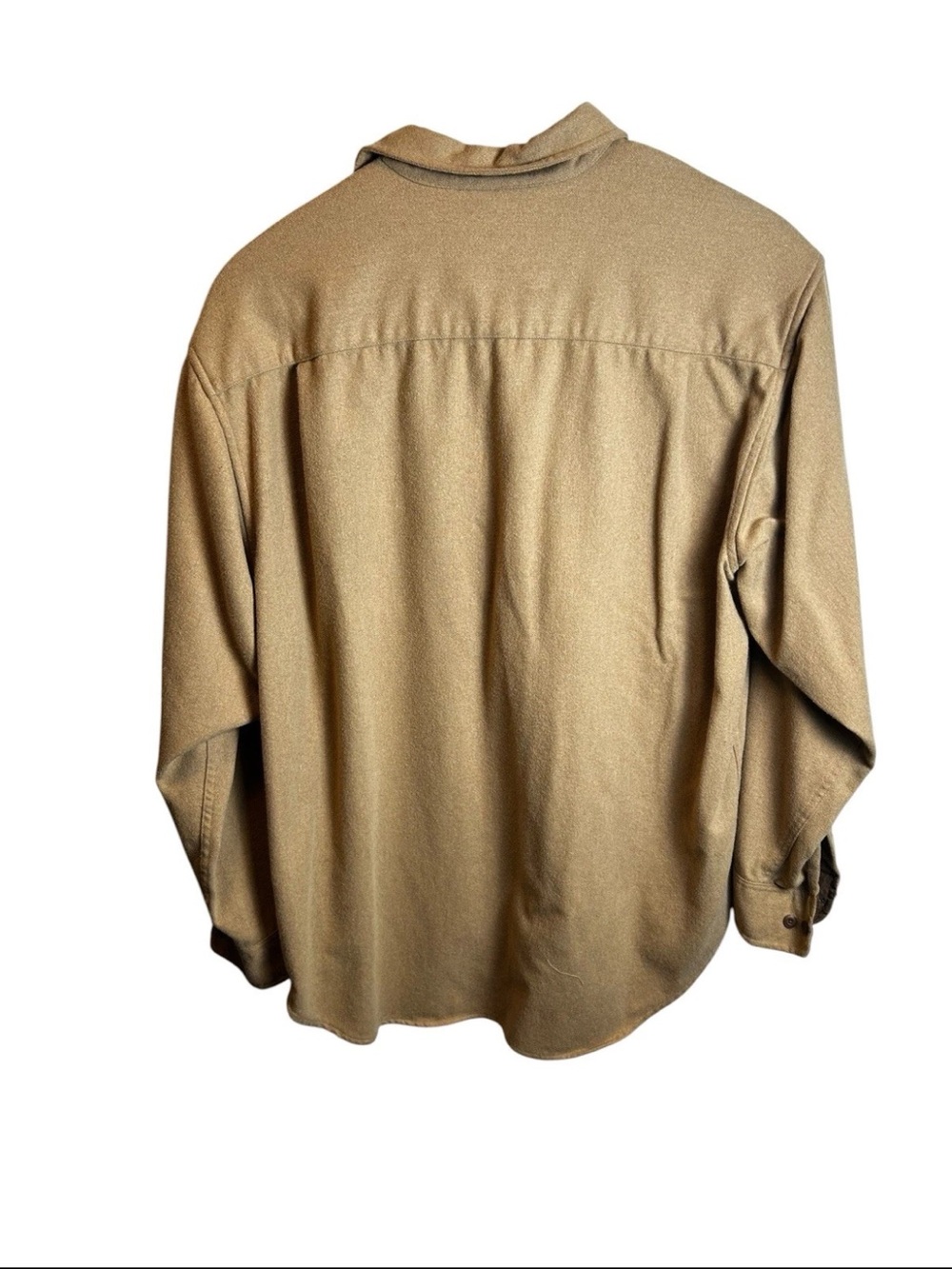 Vintage GAP 70% Wool Flannel Shirt Tan Camel Button Down Size L - Picture 4 of 4